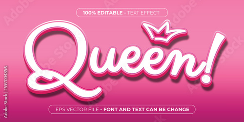 pink queen with crown 3d editable text effect