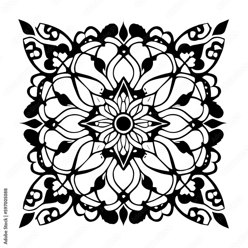 Floral Mandala Pattern Vector Black and White Design Floral Mandala Pattern Vector Black and White Design