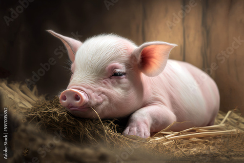 pig in a farm  generative ai