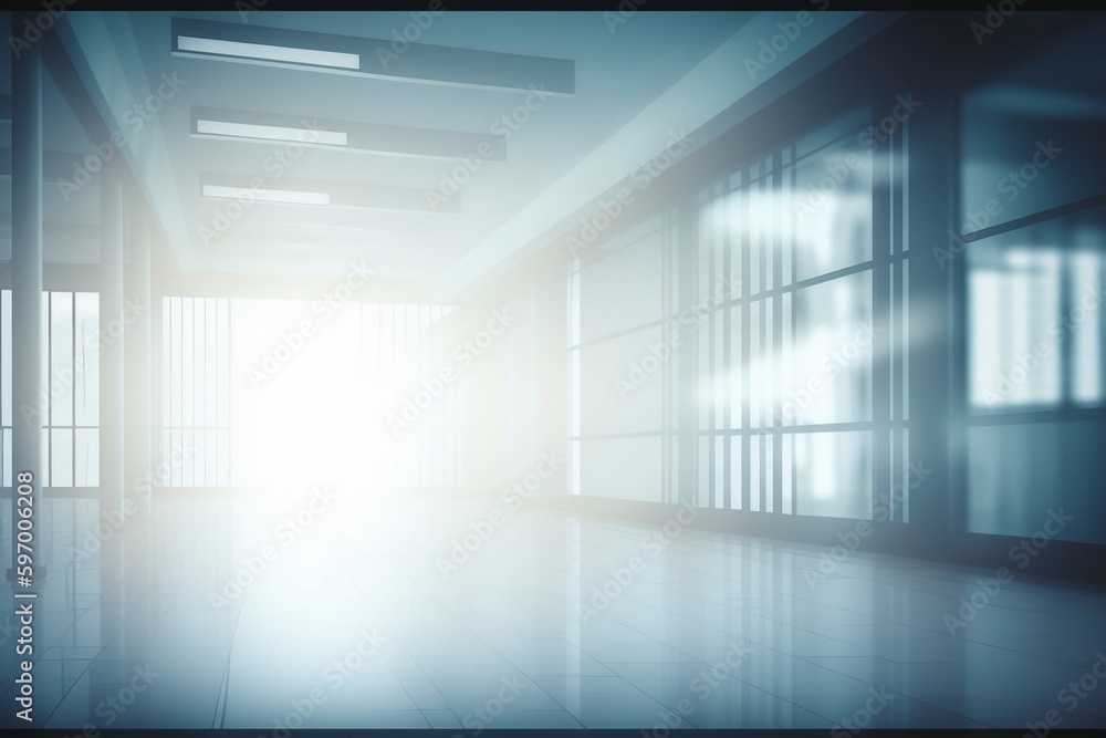 Light blurred background. The hall of an office or medical institution with panoramic Light blurred background. The hall of an office or medical institution with panoramic