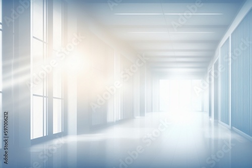 Light blurred background. The hall of an office or medical institution with panoramic © Sazib