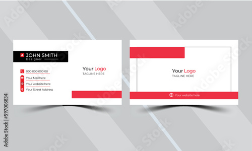 Red creative simple  Corporate Business Card Layout or visiting card template 