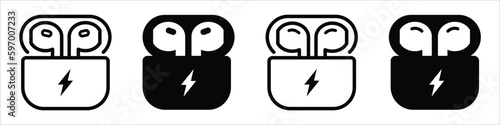 Airpods earphone icon. Headphone icon. Headset icon, vector illustration