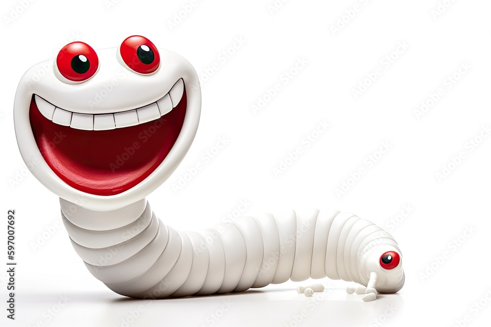 Ilustrace „creepy white worm with red eyes and a sinister grin