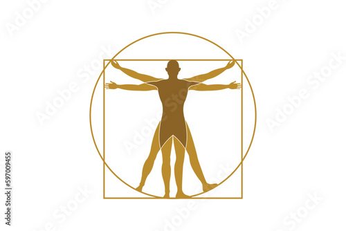 Vitruvian da vinci logo design vector icon template