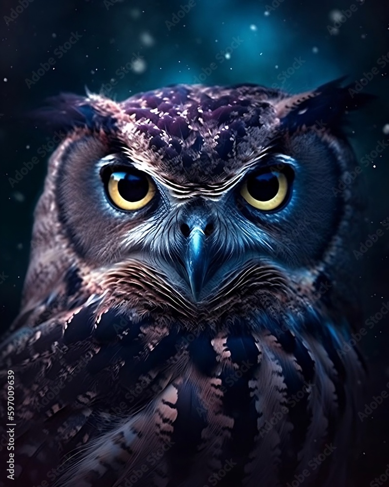 owl in the night portrait owl in the night portrait