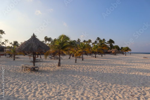 Fototapeta Naklejka Na Ścianę i Meble -  Travel to an Aruba resort near the ocean