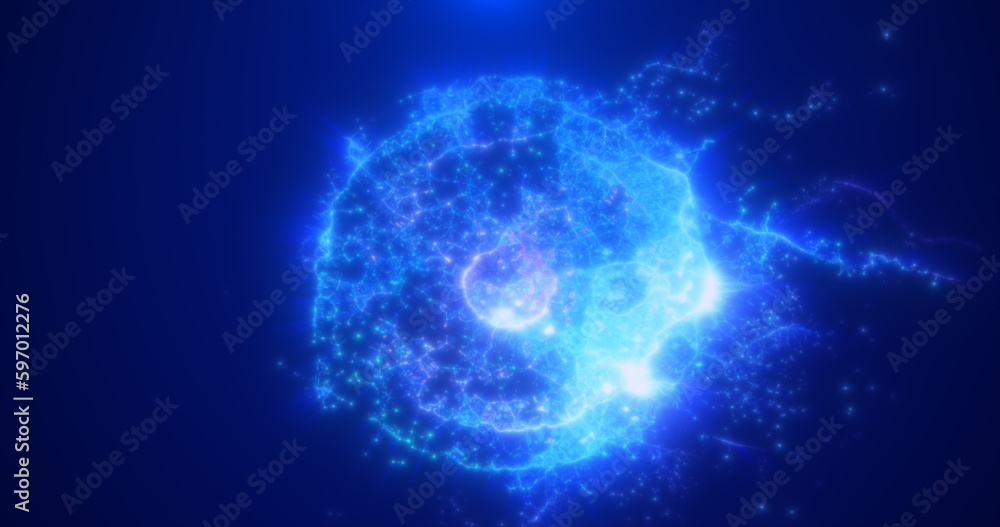 Abstract round blue particle sphere glowing energy science futuristic hi-tech background Abstract round blue particle sphere glowing energy science futuristic hi-tech background