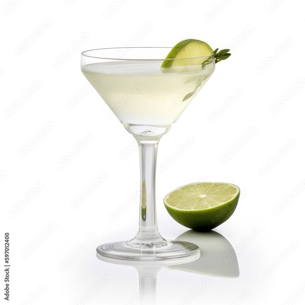 Gimlet cocktail Isolated on White. Generative AI Gimlet cocktail Isolated on White. Generative AI
