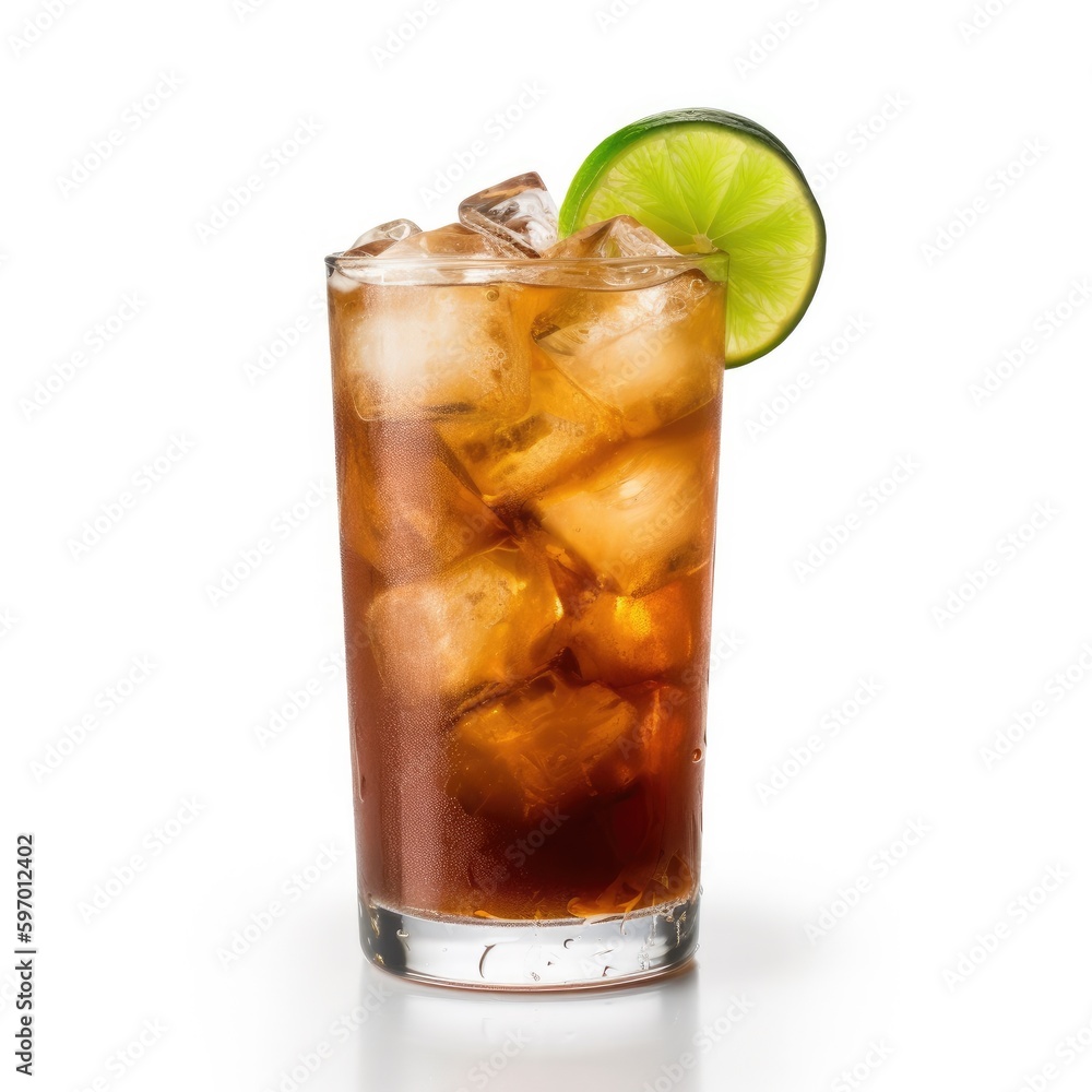 Dark n Stormy cocktail Isolated on White. Generative AI Dark n Stormy cocktail Isolated on White. Generative AI