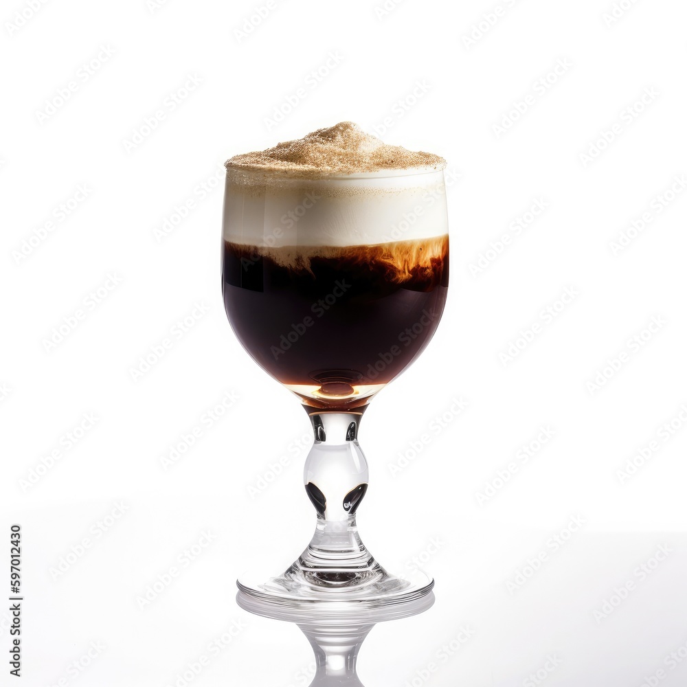 Irish Coffee cocktail Isolated on White. Generative AI Irish Coffee cocktail Isolated on White. Generative AI