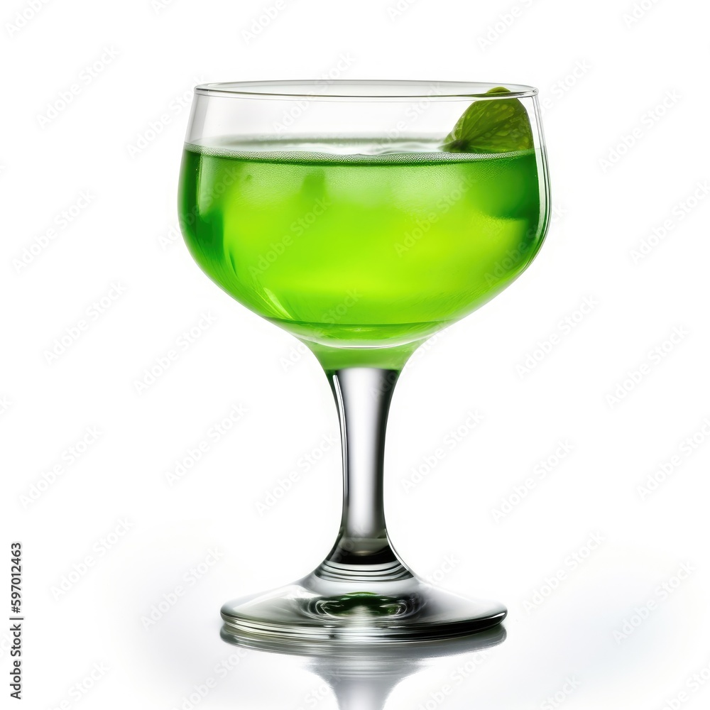 Midori Sour cocktail Isolated on White. Generative AI Midori Sour cocktail Isolated on White. Generative AI