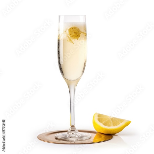 French 75 cocktail Isolated on White. Generative AI