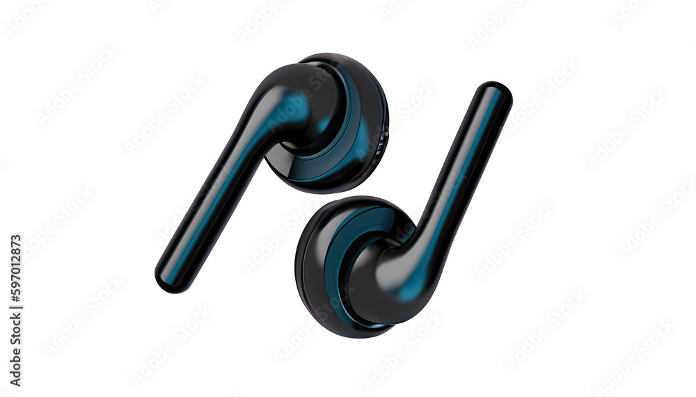 3D Rendering of Standard Black Earbuds on white Background with Isolated Modern and Sleek Visual Composition with Copy Space, 3D Rendering of Standard Black Earbuds on white Background with Isolated Modern and Sleek Visual Composition with Copy Space,