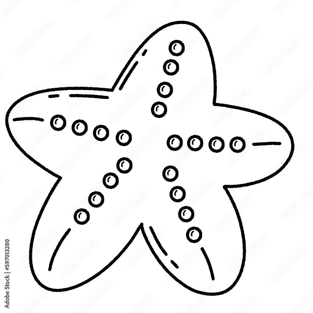 Obraz premium doodle line art cute starfish on the beach, summer vacation travel go to the sea.