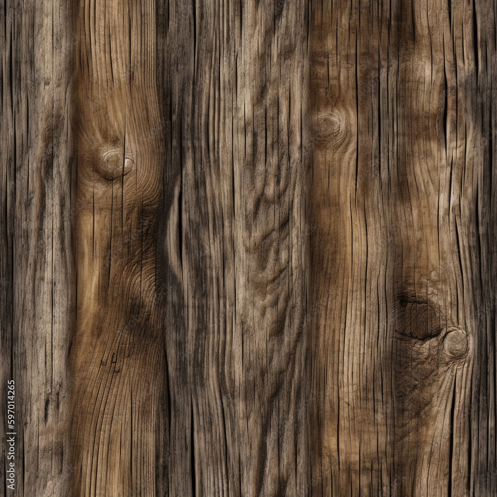 Fototapeta premium Natural wood seamless tile pattern to use as background, wood wall texture. Generative AI