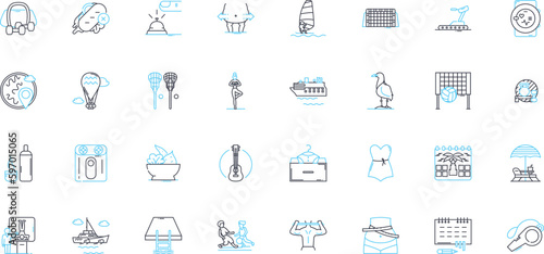 Content show linear icons set. Entertainment, Series, Drama, Comedy, Thriller, Suspense, Mystery line vector and concept signs. Reality,Talk-show,Documentary outline illustrations Generative AI