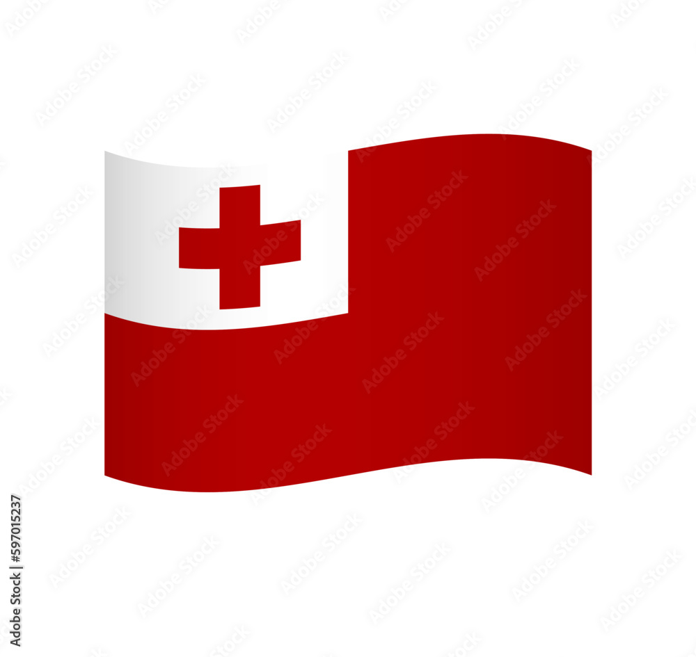 Obraz premium Tonga flag - simple wavy vector icon with shading.
