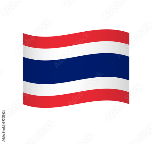 Thailand flag - simple wavy vector icon with shading.