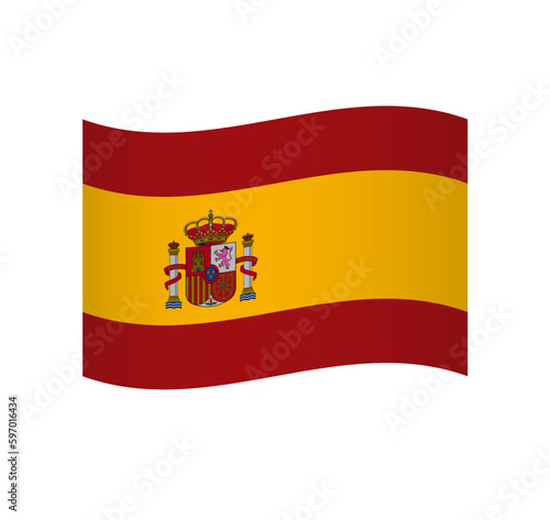 Spain flag - simple wavy vector icon with shading.