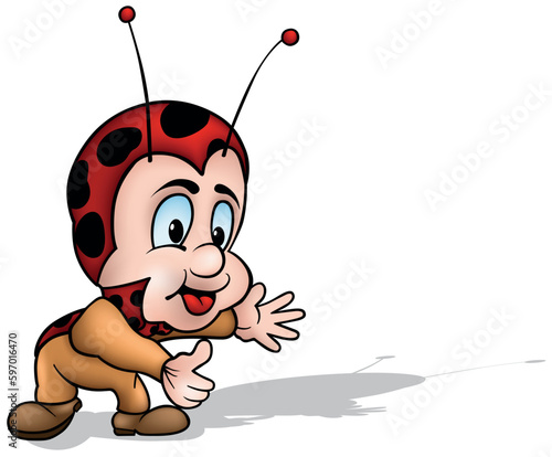 Cute Smiling Ladybug with Blue Eyes