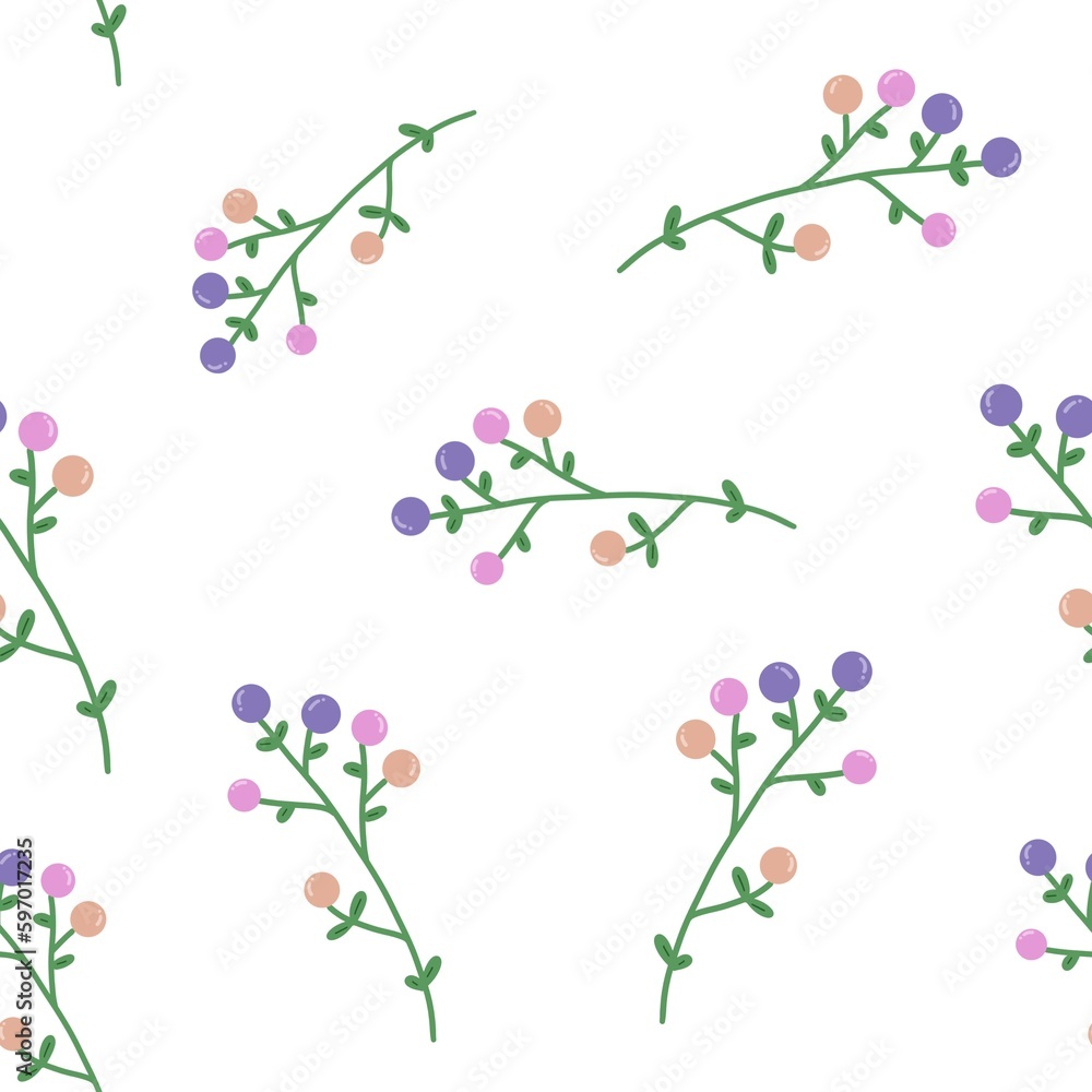 Seamless flower pattern, colorful, purple, pink, peach