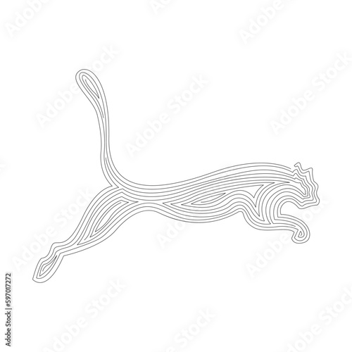 Line art puma, jumping leopard vector illustration