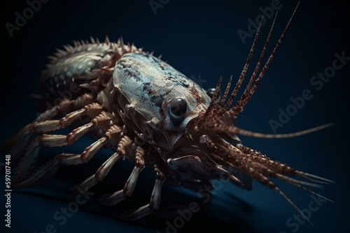 Old sea creature poster  19th-century marine biology  vintage ocean life. Generative AI