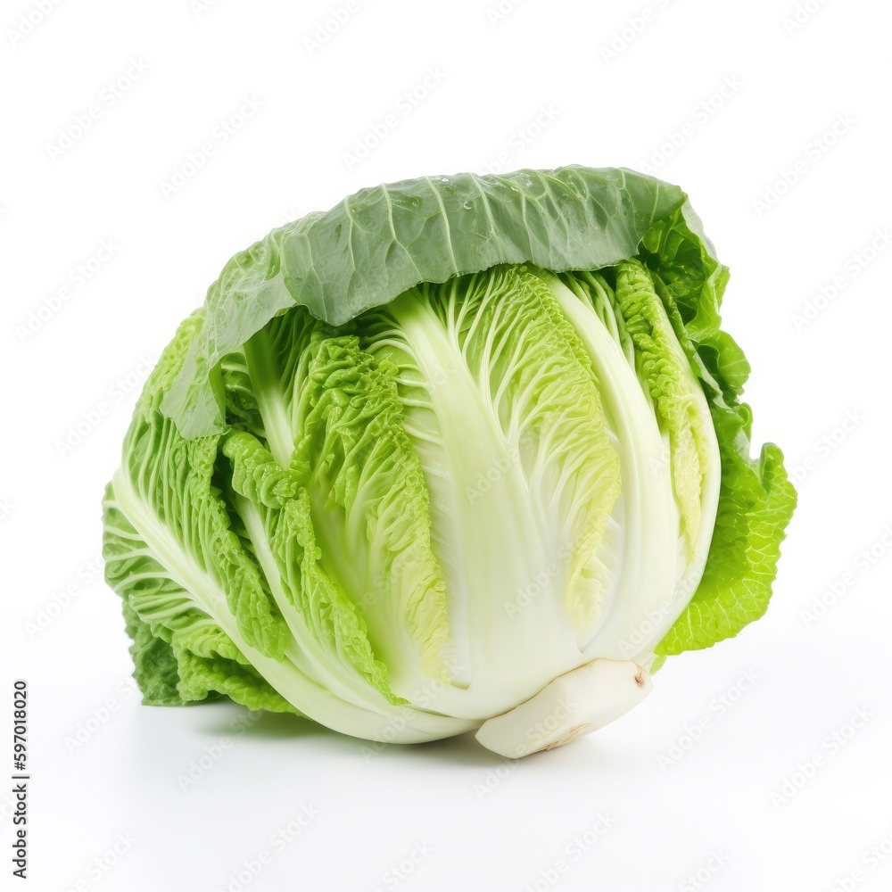 Fototapeta premium Chinese Cabbage Isolated on White. Generative AI