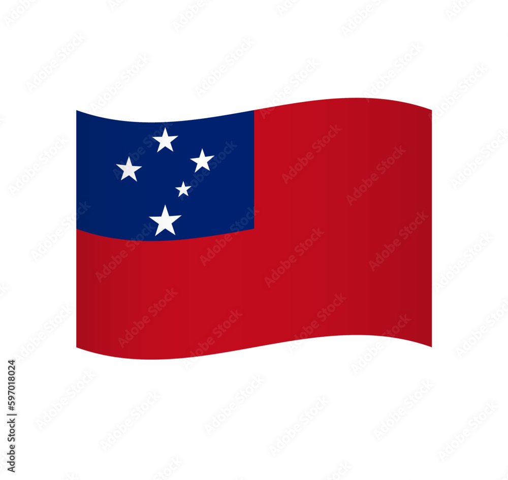Samoa flag - simple wavy vector icon with shading.