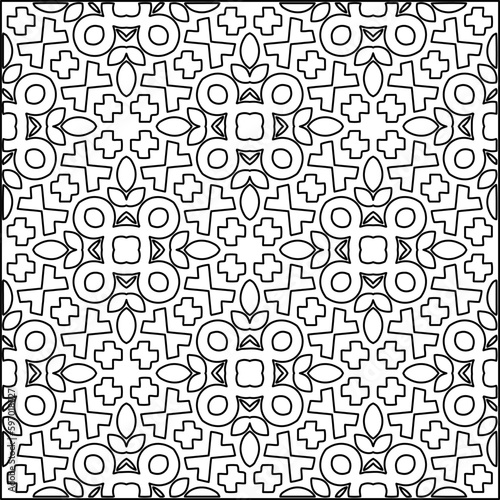  Seamless pattern. Modern stylish texture. Composition from regularly repeating geometrical element. Black and white pattern for web page, textures, card, poster, fabric, textile.