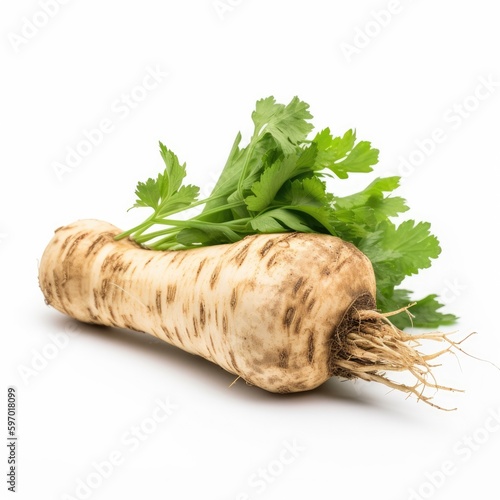 Parsley Root Isolated on White. Generative AI photo