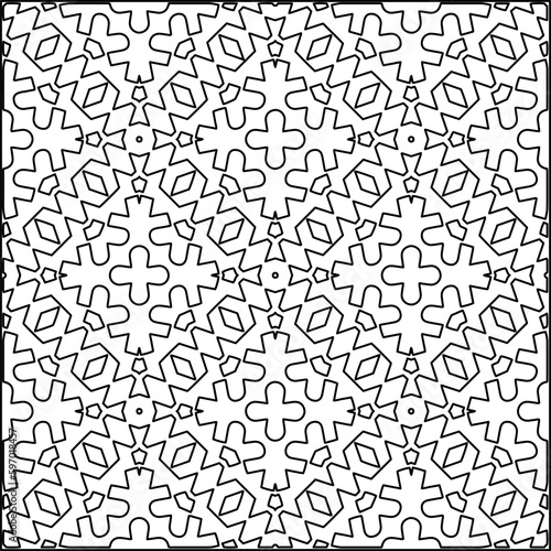  Seamless pattern. Modern stylish texture. Composition from regularly repeating geometrical element. Black and white pattern for web page, textures, card, poster, fabric, textile.