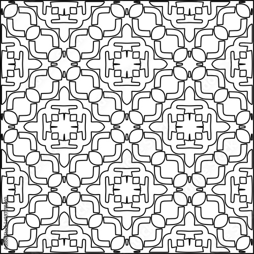  Seamless pattern. Modern stylish texture. Composition from regularly repeating geometrical element. Black and white pattern for web page, textures, card, poster, fabric, textile.