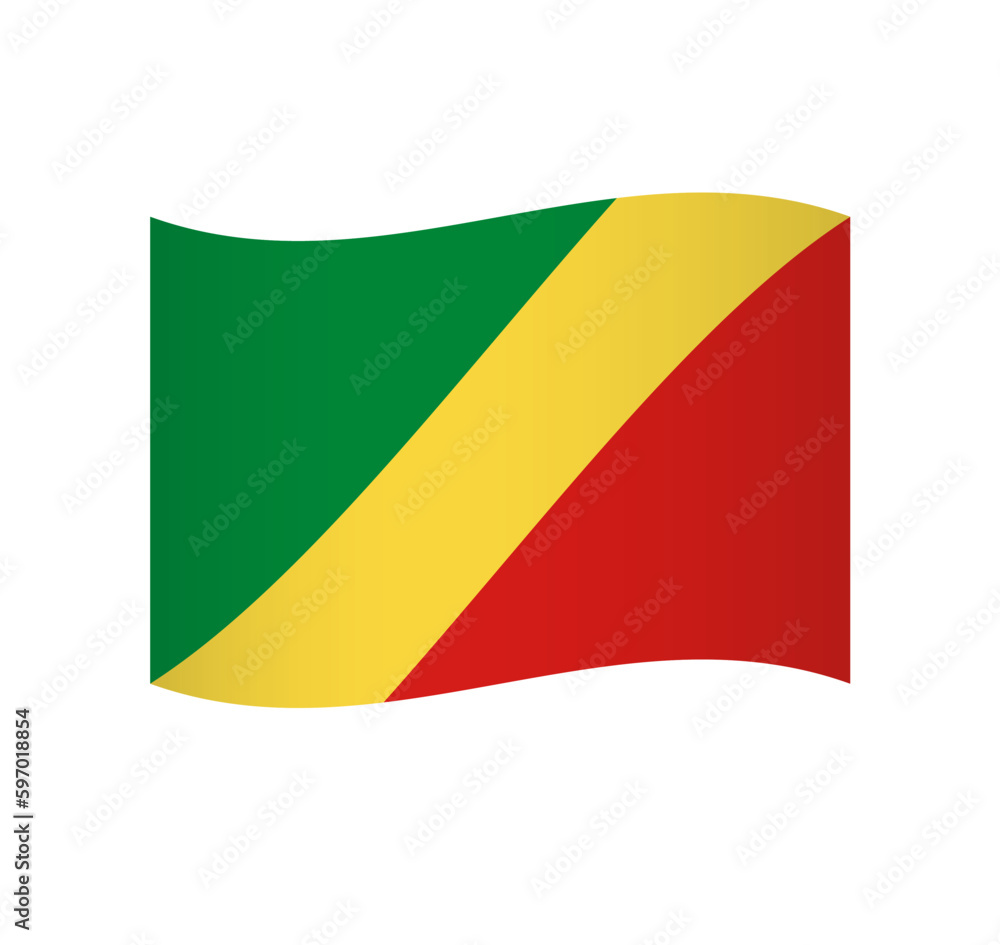 Fototapeta premium Republic of the Congo flag - simple wavy vector icon with shading.