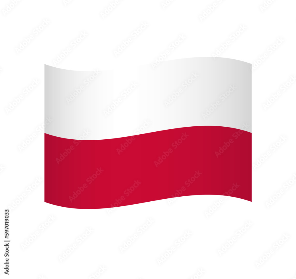 Poland flag - simple wavy vector icon with shading. Poland flag - simple wavy vector icon with shading.