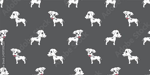 Vector cartoon great dane dog seamless pattern background for design.