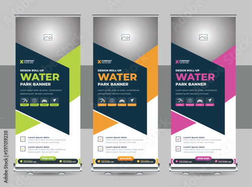 Roll up banner design template, Business banner layout, stand out, flyer, abstract background, pull up design, modern x-banner, presentation, advertisement banner