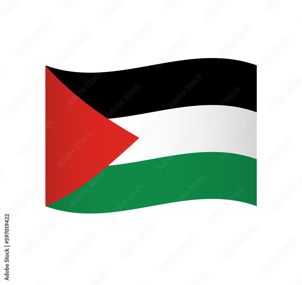 Palestine flag - simple wavy vector icon with shading. Palestine flag - simple wavy vector icon with shading.