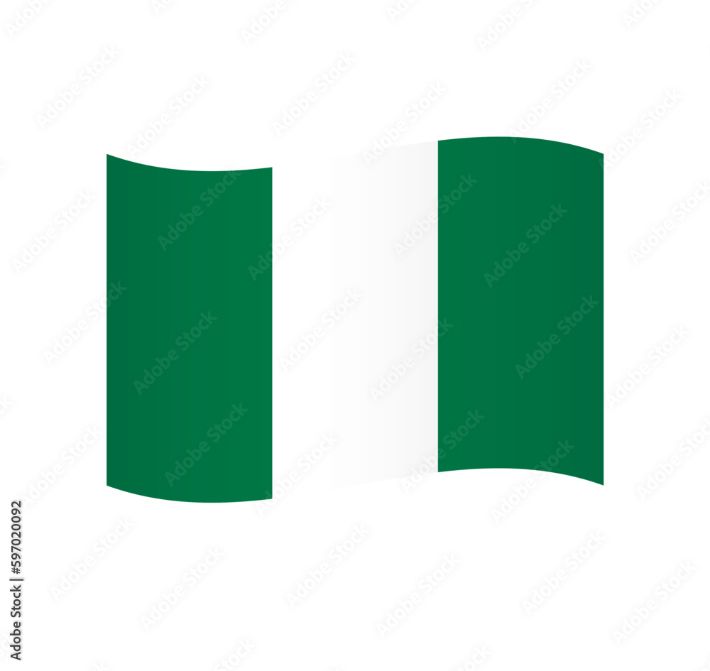Nigeria flag - simple wavy vector icon with shading. Nigeria flag - simple wavy vector icon with shading.