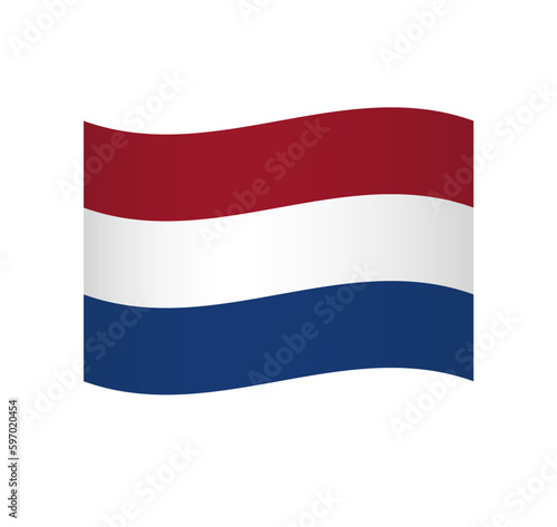 Netherlands flag - simple wavy vector icon with shading.