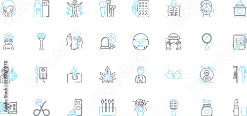 Graphic writing linear icons set. Typeface, Composition, Design, Illustration, Typography, Lettering, Sketching line vector and concept signs. Marks,Texture,Layout outline illustrations Generative AI
