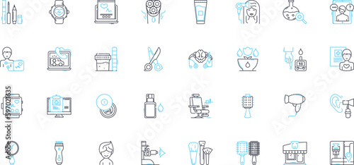 Life balance linear icons set. Equilibrium, Harmony, Moderation, Wellness, Stability, Serenity, Fulfillment line vector and concept signs. Tranquility,Rhythm,Alignment outline Generative AI