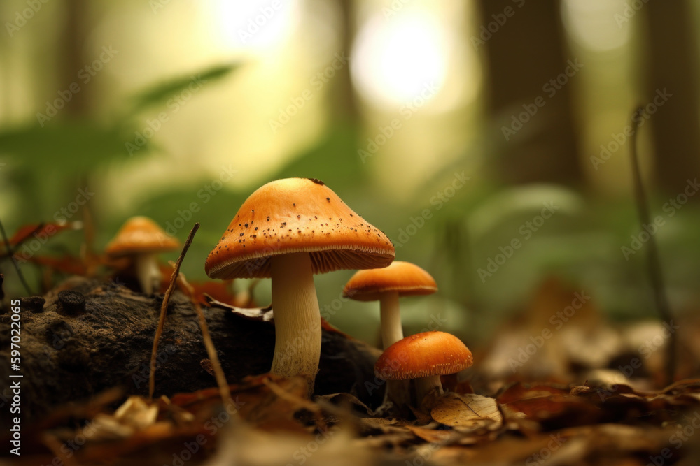 Enchanting Forest Fungi: A Close-Up Look at Wild Mushroom Photo Art Created with Generative AI and Other Techniques Enchanting Forest Fungi: A Close-Up Look at Wild Mushroom Photo Art Created with Generative AI and Other Techniques