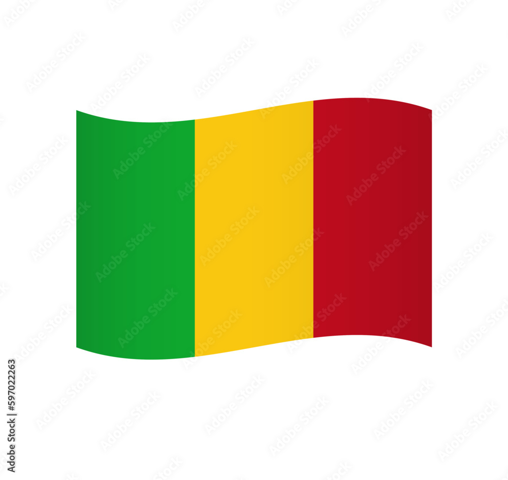 Fototapeta premium Mali flag - simple wavy vector icon with shading.