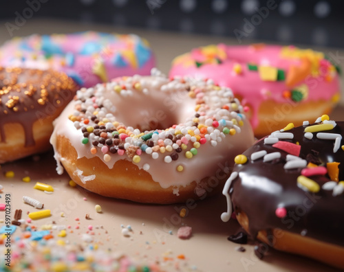 Delicious Assorted Donuts for a Sweet Treat | Photo Art Created with Generative AI and Other Techniques