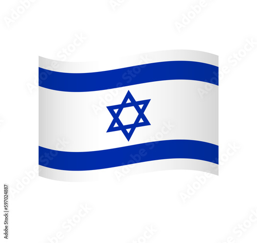 Israel flag - simple wavy vector icon with shading.