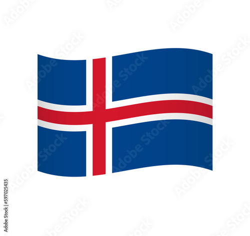 Iceland flag - simple wavy vector icon with shading.