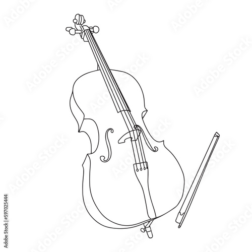 Cello in doodle style. Musical instrument. Vector illustration.