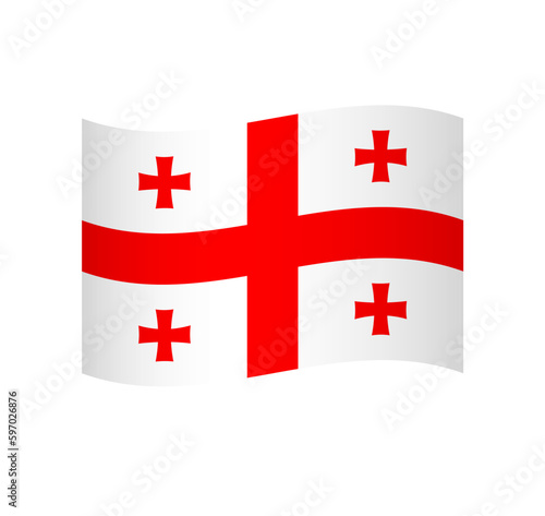 Georgia flag - simple wavy vector icon with shading.